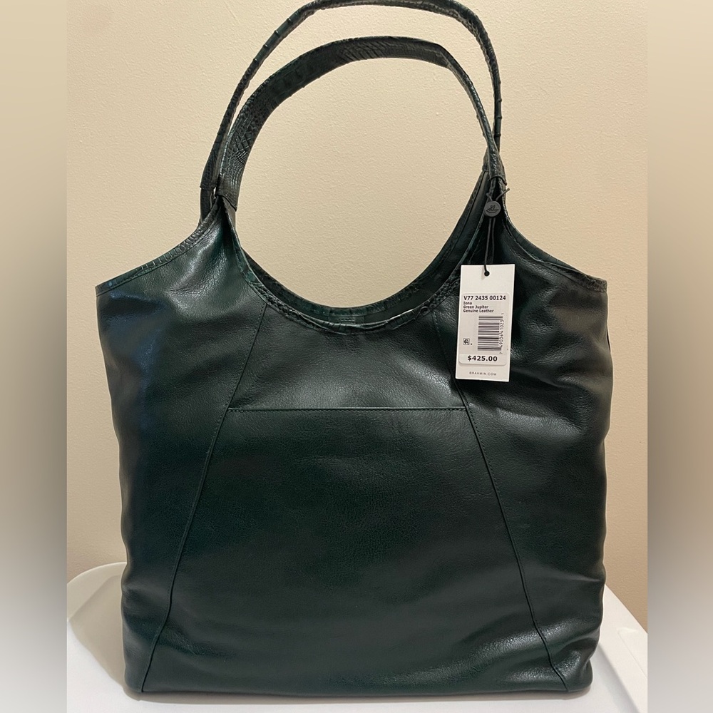 Brahmin Iona Green Jupiter Genuine Leather Tote